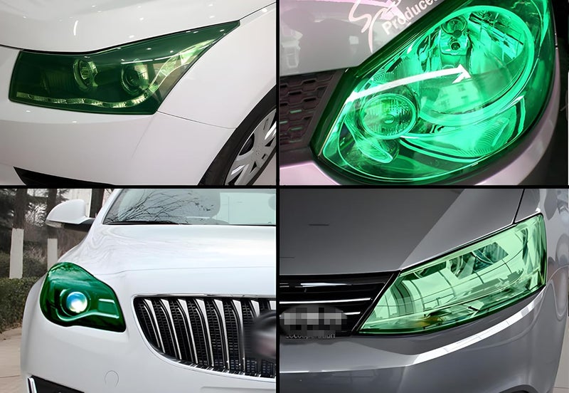 fangfei 12 by 48 inches Self Adhesive Auto Car Tint Headlight Taillight Fog Light Vinyl Smoke Film Sheet Sticker Cover (Green) - Image 2